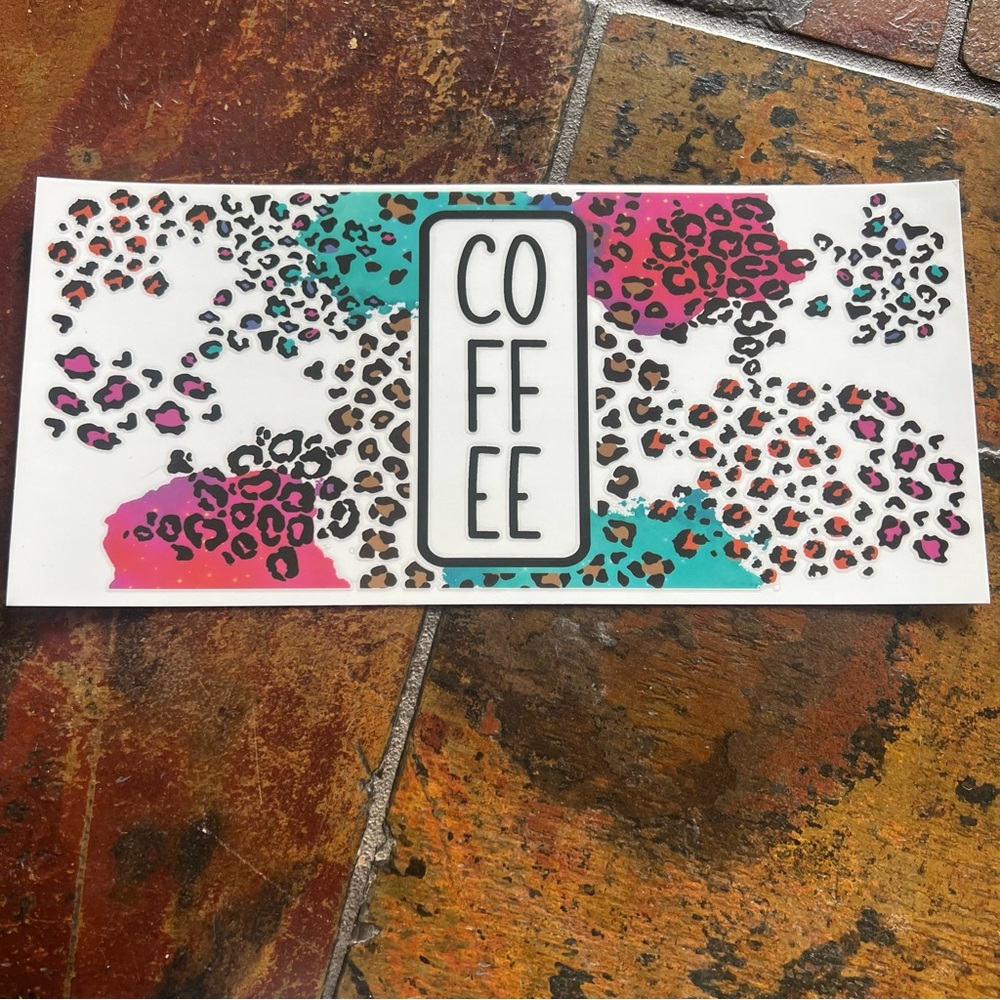 UV DTF sticker, coffee cheetah